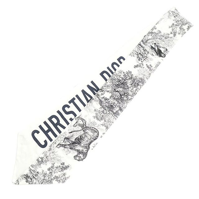Christian Dior(クリスチャンディオール)のディオール DIOR スカーフ ミッツァ スカーフ シルク ホワイトXブラック  ハンドメイドのファッション小物(スカーフ)の商品写真