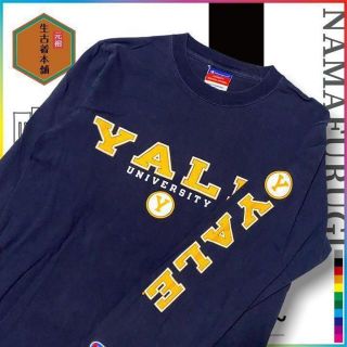 古着 Champion 90s  YALE　イエール大学　カレッジ　袖プリント(Tシャツ/カットソー(七分/長袖))