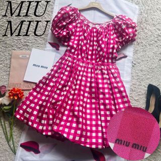 miu miu シルク100 襟付きワンピース ネイビー size36