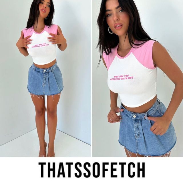 オージーブランドTHATS SO FETCH ラグラン クロップトップ