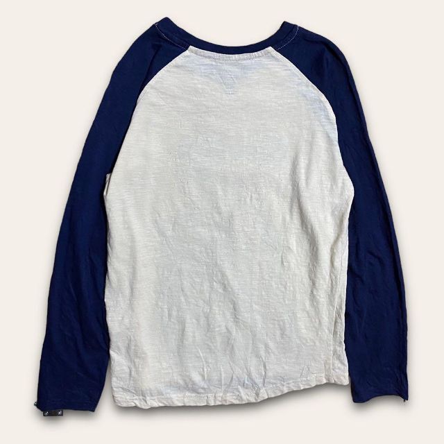 TAW 古着 白　ネイビー 虎　トラ　アニマル　リンガー　ラグラン 長袖Tシャツ メンズのトップス(Tシャツ/カットソー(七分/長袖))の商品写真