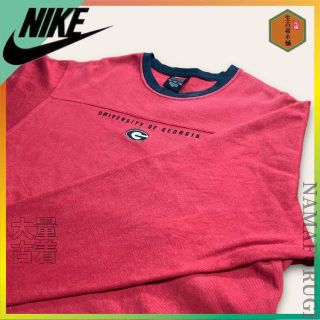 SXA 古着 NIKE 赤黒 リンガー　ラグラン　ナイキ　カレッジ　長袖Tシャツ(Tシャツ/カットソー(七分/長袖))