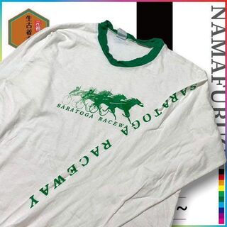 古着 NORTOG 80s  リンガー　緑　サラトガ　競馬　レース ビンテージ(Tシャツ/カットソー(七分/長袖))