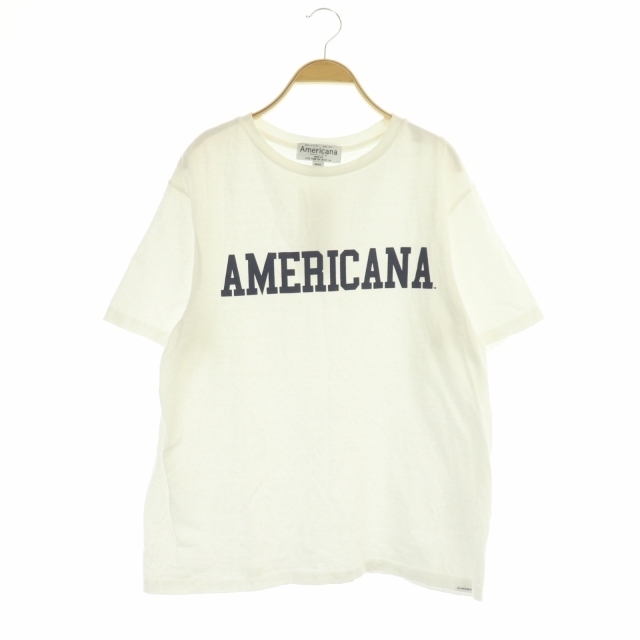 アメリカーナ ロゴ半袖Tシャツ カットソー クルーネック プリント 白 ホワイト
