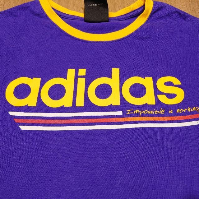 00s adidas　レイカーズカラー　ビッグプリント　リンガーTシャツ