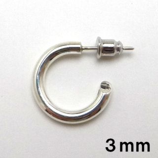 太さ3ｍｍ　ハントメイドシルバー925　フープピアス(ピアス(片耳用))