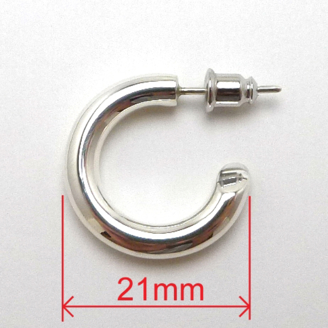 ペア太さ4mm ハントメイドシルバー925 フープピアス