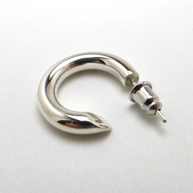 ペア太さ4mm ハントメイドシルバー925 フープピアス