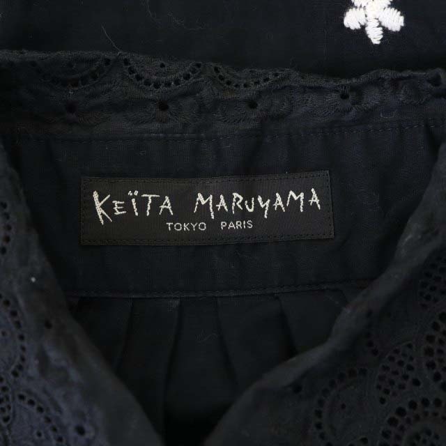 ケイタマルヤマ ワンピース ひざ丈 長袖 刺繍 1 黒 ブラック /MF ■OS 2