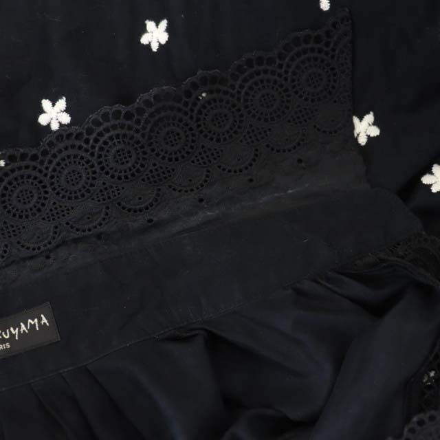 ケイタマルヤマ ワンピース ひざ丈 長袖 刺繍 1 黒 ブラック /MF ■OS 6