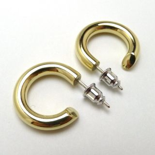 ペア太さ4ｍｍ　ハントメイド　真鍮製　フープピアス(ピアス(両耳用))