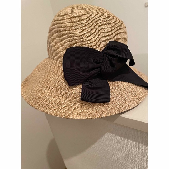 Athena New York(アシーナニューヨーク)の専用品　麦わら帽子　黒リボン レディースの帽子(麦わら帽子/ストローハット)の商品写真