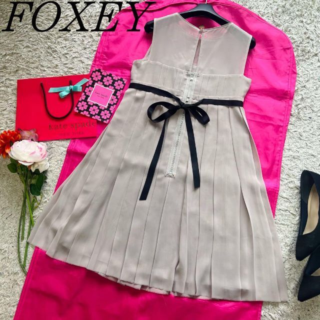 FOXEY フォクシー プリーツ ワンピース ドレス ピンク 38