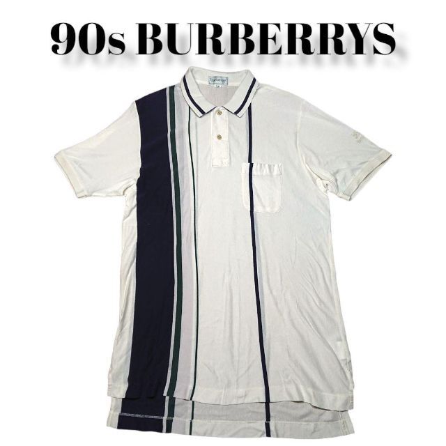 BURBERRY(バーバリー)の90s BURBERRYS 鹿の子 ポロシャツ 古着 バーバリーズ ストライプ メンズのトップス(ポロシャツ)の商品写真