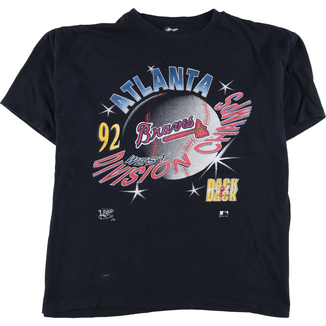 90年代 MLB ATLANTA BRAVES アトランタブレーブス WEST DIVISION CHAMPS 1992 スポーツプリントTシャツ メンズL ヴィンテージ /eaa333407eaa333407取扱店