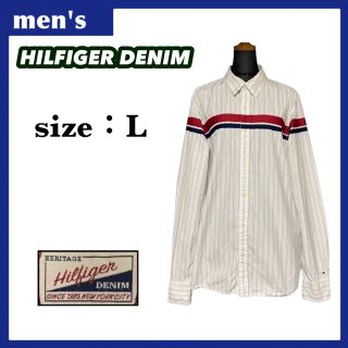 ヒルフィガーデニム(HILFIGER DENIM)のヒルフィガーデニム 長袖 シャツ メンズ サイズL ストライプ ワンポイントロゴ(シャツ)