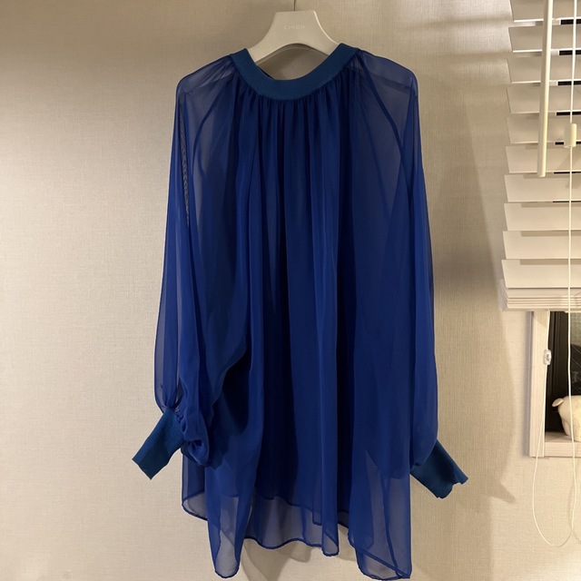 21SS ハイク HYKE SHIRRED CHIFFON TOP シャーリング