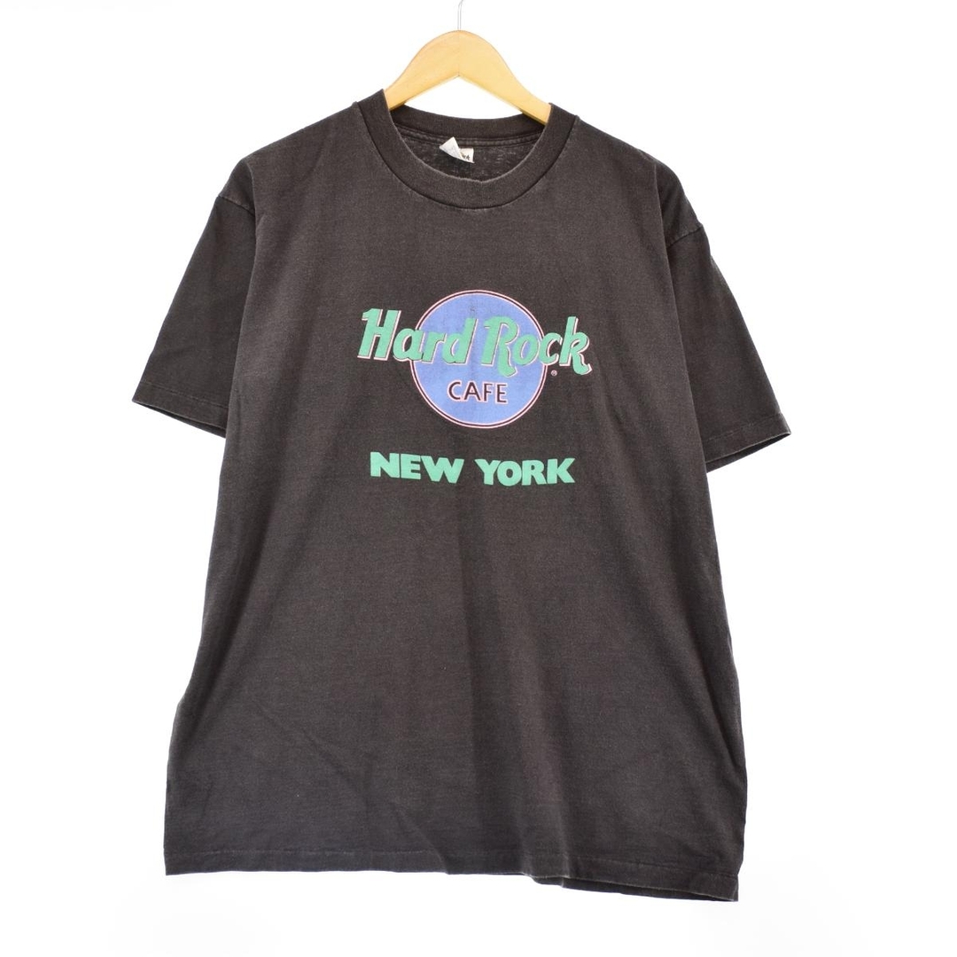 505cm袖丈90年代 ハードロックカフェ HARD ROCK CAFE NEW YORK アドバタイジングTシャツ USA製 メンズL ヴィンテージ /eaa320461