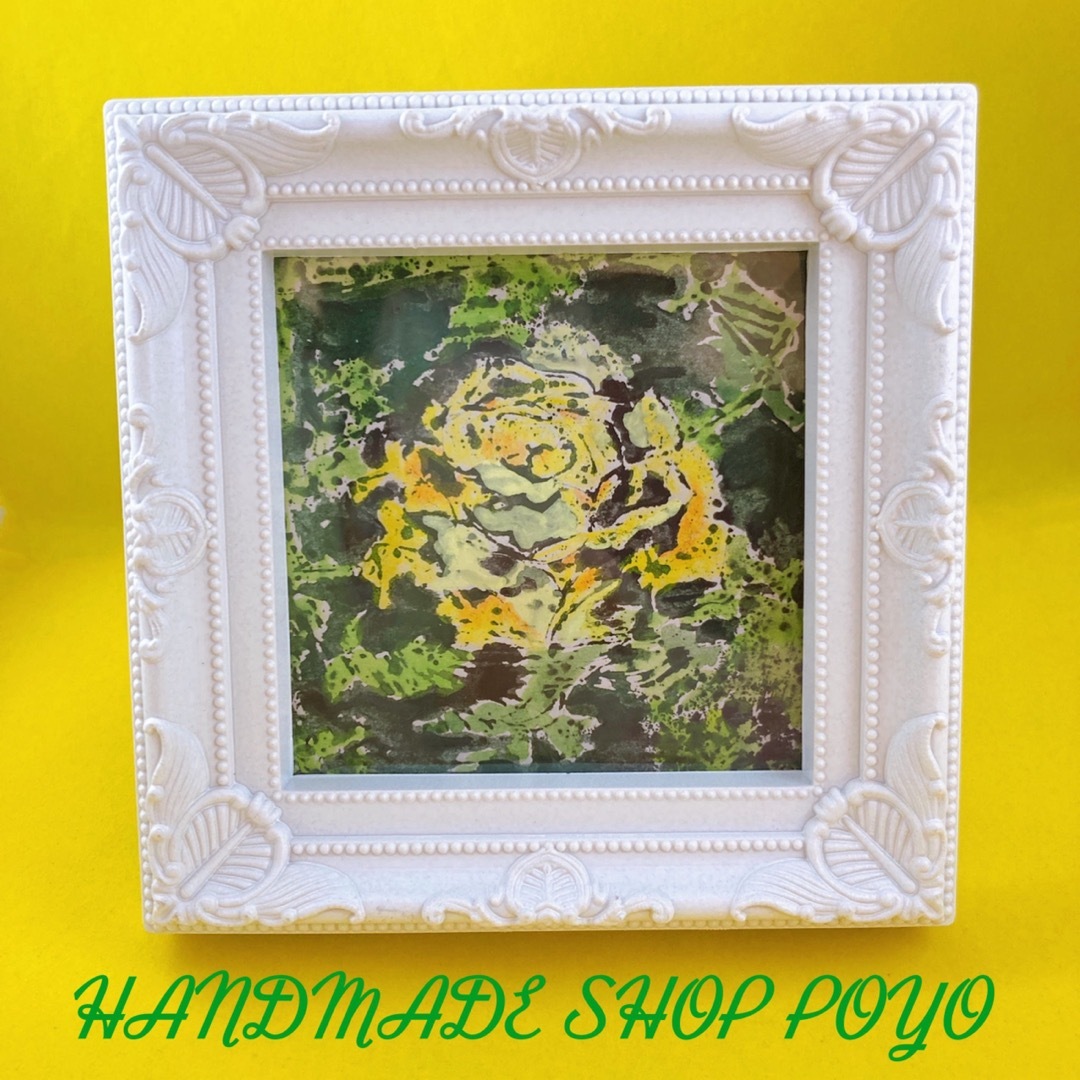 『Yellow rose』蜜蝋画　薔薇　版画　絵画　インテリアに エンタメ/ホビーの美術品/アンティーク(版画)の商品写真