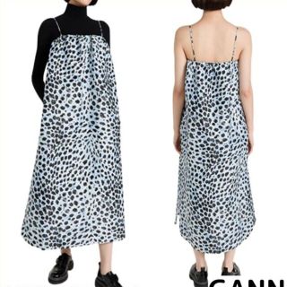 GANNI レオパード ヒョウ柄 ジャガード ワンピース 32サイズ XS 完売(ロングワンピース/マキシワンピース)