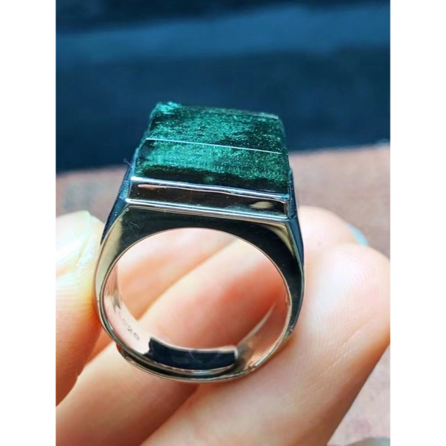 ⭐︎【天然】グリーン ガーデン クォーツ リング s925 14x14.8mm