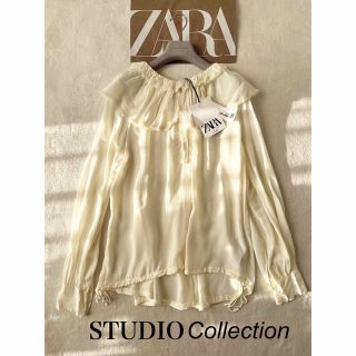 ザラ(ZARA)の新品　ZARA リミテッドエディション　シフォン　ブラウス　ダブル フリル　匿名(シャツ/ブラウス(長袖/七分))