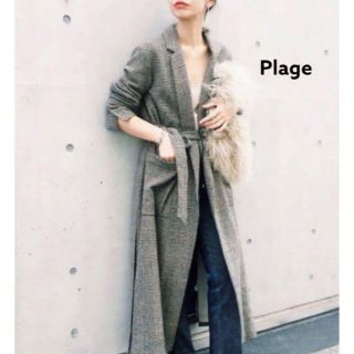 プラージュ(Plage)の【プラージュ】2017 グレンチェック マキシコート カシミヤ混 ベルト(ロングコート)