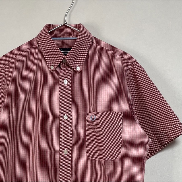 美品 90s FRED PERRY 半袖BDシャツ ギンガムチェック レッド