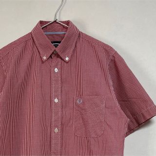 フレッドペリー(FRED PERRY)の美品 90s FRED PERRY 半袖BDシャツ ギンガムチェック レッド(シャツ)