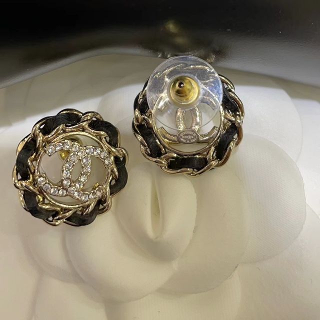 CHANEL シャネル ピアス ココマーク B22 S チェーンレザー シャネル