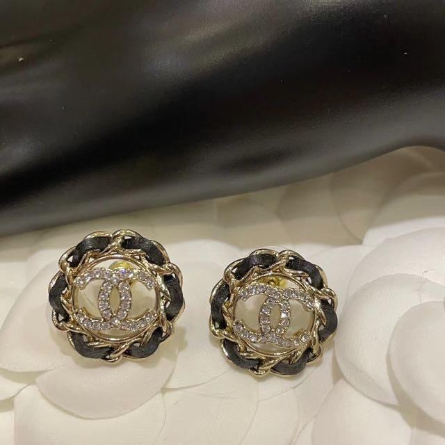 CHANEL シャネル ピアス ココマーク B22 S チェーンレザー シャネル
