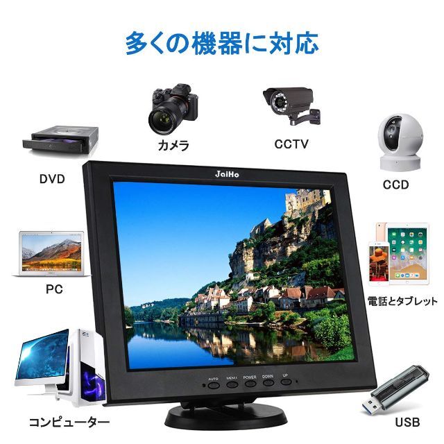 JaiHo 12インチ HDMI モニター 800X600解像度 4:3