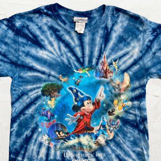 KCQ  青 ディズニー　Where magic lives　ミッキー Tシャツ(Tシャツ/カットソー(半袖/袖なし))