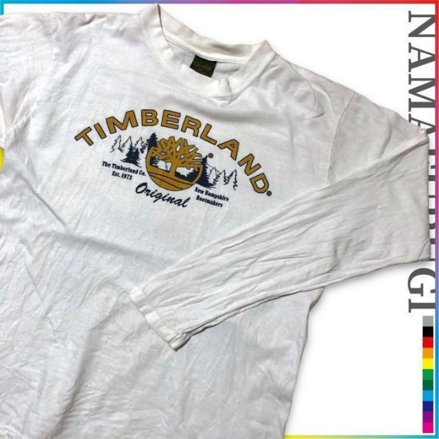 古着 Timberland   ティンバーランド　プリント　デカロゴ ロンT メンズのトップス(Tシャツ/カットソー(七分/長袖))の商品写真