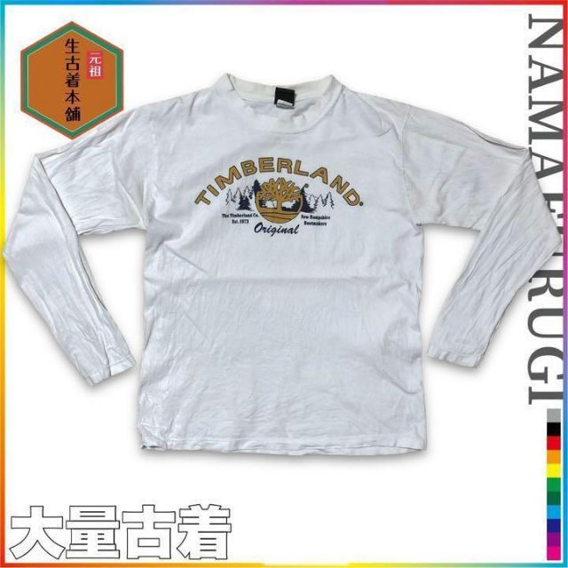 古着 Timberland   ティンバーランド　プリント　デカロゴ ロンT メンズのトップス(Tシャツ/カットソー(七分/長袖))の商品写真