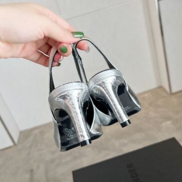 JILSANDER】 ジルサンダー シルバー パンプス ミュール 37 【逸品