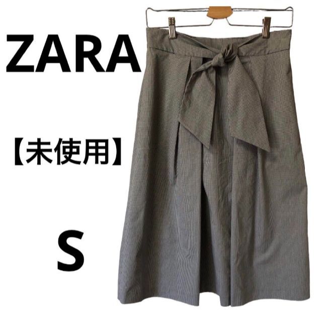 ZARA(ザラ)の【ZARA】ザラ　膝丈スカート　前リボン　グレー　グレンチェック レディースのスカート(ひざ丈スカート)の商品写真