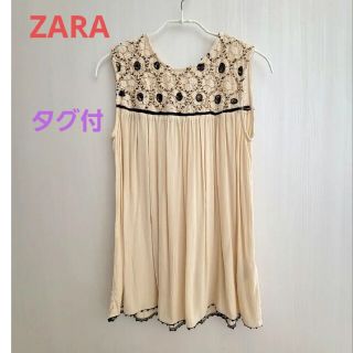 ザラ(ZARA)のタグ付き 未使用 ZARA ノースリーブ ZARA  レースブラウス(シャツ/ブラウス(半袖/袖なし))