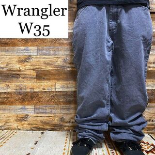 ラングラー(Wrangler)のラングラーw35ジーパングレーブラックデニム古着黒ジーンズ灰色ねずみ色Gパン極太(デニム/ジーンズ)