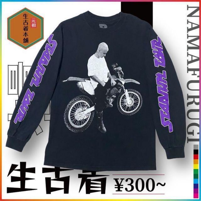 古着 BIEBER   ジャスティンビーバー　バイク　袖プリント　 ビンテージ メンズのトップス(Tシャツ/カットソー(七分/長袖))の商品写真