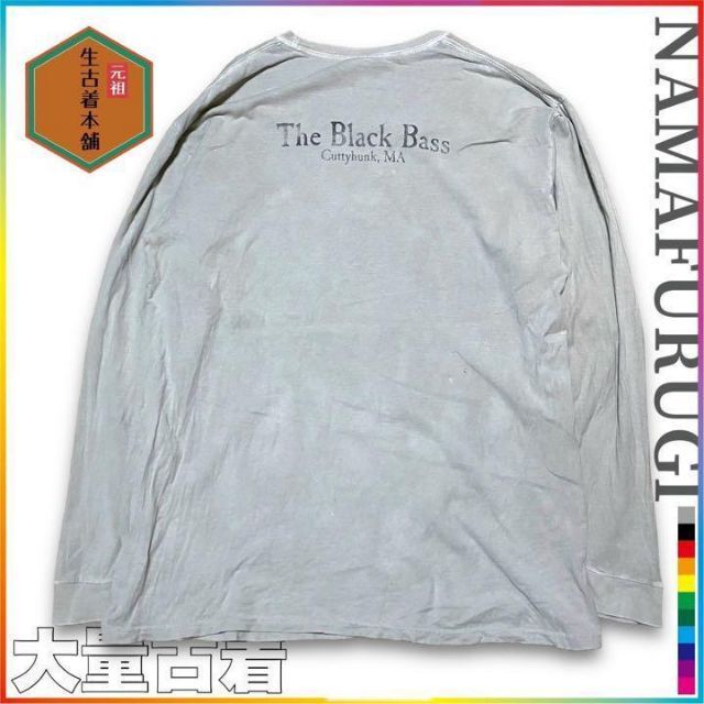 古着 90s  魚　ブラックバス　魚拓　プリント 長袖　Tシャツ　ロンT メンズのトップス(Tシャツ/カットソー(七分/長袖))の商品写真