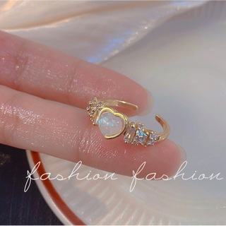 韓国トレンド　指輪　ゆったり　フリーサイズ　リング　ハート　プレゼント　結婚式(リング(指輪))