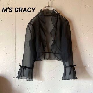 エムズグレイシー(M'S GRACY)の【美品】M'S GRACY エムズグレイシー　シフォン　ボレロ　フリル　リボン(ボレロ)