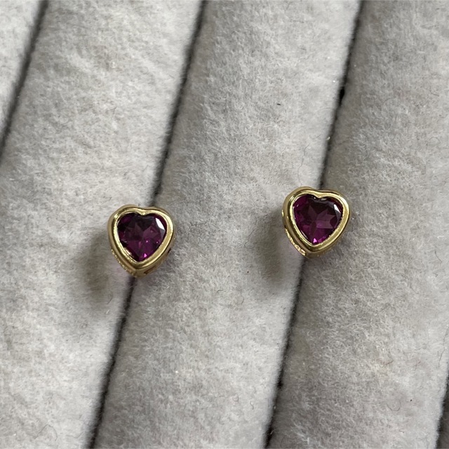 Grape Heart♡ ... Rhodolite Garnet 14kgf ハンドメイドのアクセサリー(ピアス)の商品写真