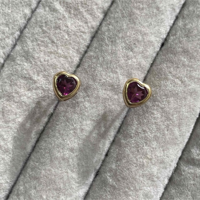 Grape Heart♡ ... Rhodolite Garnet 14kgf ハンドメイドのアクセサリー(ピアス)の商品写真