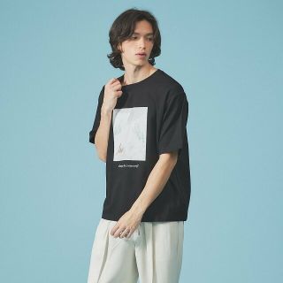 アバハウス(ABAHOUSE)の【ブラック】【AH ABAHOUSE】アートプリント ポンチ生地 半袖Tシャツ(Tシャツ/カットソー(半袖/袖なし))