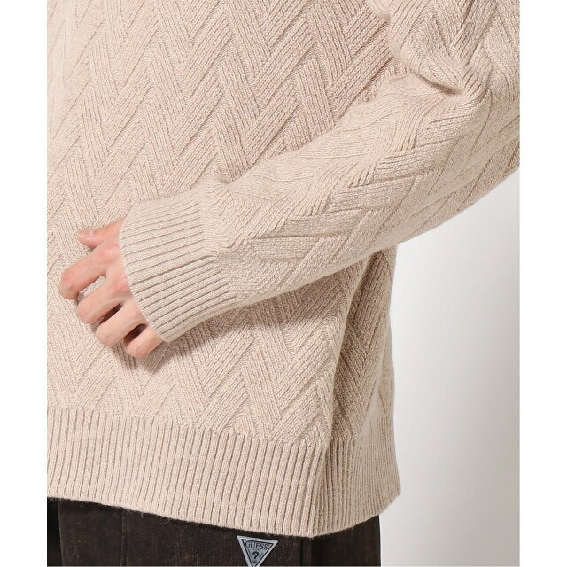 GUESS(ゲス)の【ベージュ(H10E)】【M】GUESS ニット セーター (M)Simon Basket Weave Sweater メンズのトップス(ニット/セーター)の商品写真