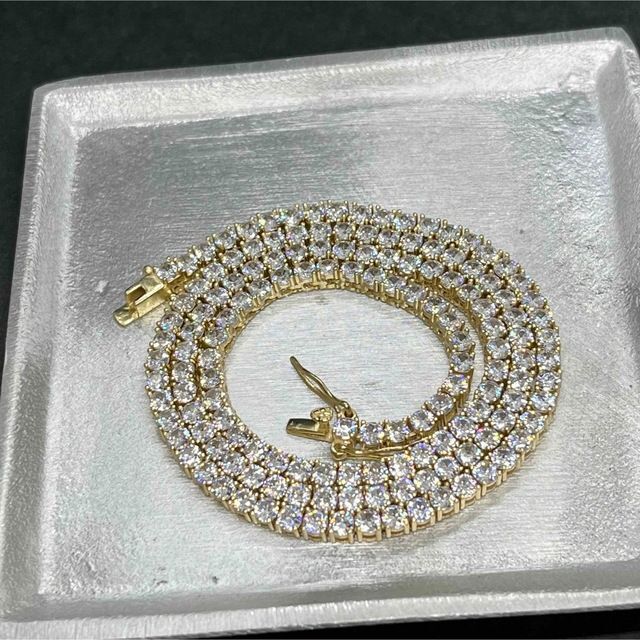シルバー925 テニスチェーン テニスネックレス 18インチ3mm 金色の通販