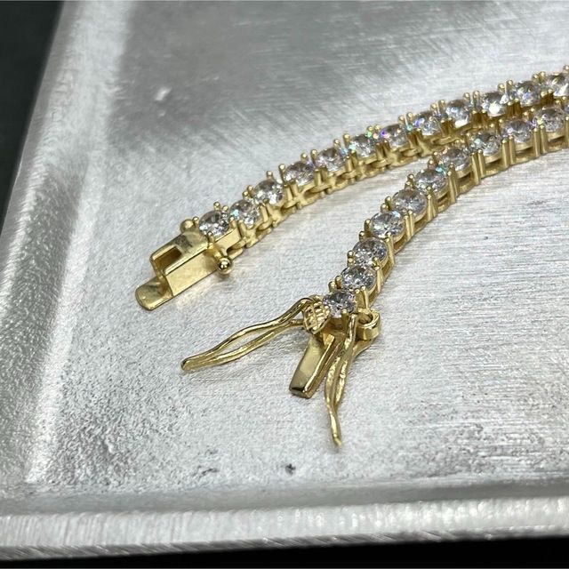 シルバー925 テニスチェーン テニスネックレス 18インチ3mm 金色の通販