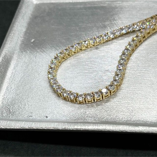 シルバー925 テニスチェーン テニスネックレス 18インチ3mm 金色の通販